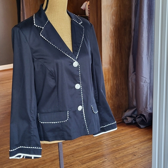 Susan Bristol Vintage Black Cotton Unlined Jacket Medium - Picture 10 of 13